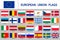 Set of European Union flags, rectangular icons, Europe countries flags