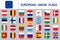 Set of European Union flags, square icons, Europe countries flags