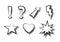 Set of exclamation, question, arrow, lightning, star, heart, explosion flat icon vector isolated
