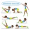 Set of exercises. Woman doing abdominal exercises