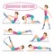 Set of exercises. Woman doing abdominal exercises