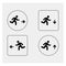 Set of exit icons. Gray background. Vector illustration.