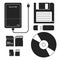 Set of external data Storage media: Floppy disk, External hard disk drive, Flash drive USB memory stick, CD or DVD disk