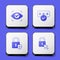Set Eye scan, Password protection, Shield security with lock and Lock icon. White square button. Vector