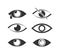 Set of eyes with eyelashs icon flat style.