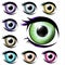 Set of eyes isolated on a white background. Different eye colors. Realistic. Most common eye colors. Ophtalmology. Colored contact