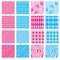 Set of fabric textures in pink and blue colors