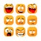 Set of Face Expression Isolated Vector Icons, Funny Cartoon Emoji Wink and Sad, Smiling, Scared and Cheerful, Angry