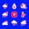 Set Fahrenheit, Cloud with snow, rain and sun, Meteorology thermometer, Sun cloud weather, Rainbow, Water drop