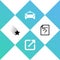 Set Falling star, Open new window, Taxi car and Unknown document icon. Vector