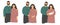 Set of Family: Man and woman are hugging, husband and pregnancy wife, Couple with a baby. Flat characters isolated on