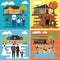 Set of family outing vector icons. Vector illustration decorative design