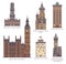 Set of famous European castle and towers