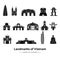 set of famous landmarks of Vietnam silhouette style with black and white classic color design
