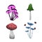 Set of fantasy mushroom icons. Game asset. Magic sprite object. Alchemy item. GUI elements