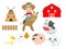 Set of farm animals and cowboy on white background, barn, cow, pig,chicken, duck,sheep,horse, ox,Vector Illustration.