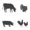 Set of farm animals isolated on the white. Vector illustration.