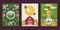 Set of farm banners in flat style, vector illustration. Simple cartoon poster, fresh organic products from local farmers