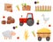 Set of farmer element. Vegetables and Farm animals. Vector illustrations.