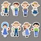 Set of farmer girl and boy stickers