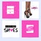 Set with fashion cards with inspiration quote about girls, shoes, fashion, high heels, shopping.