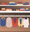 Set of fashion collection of man wardrobe. Various male clothing - Set of men clothes and accessories icons. Flat style