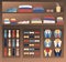 Set of fashion collection of man wardrobe. Various male formal wear - Set of men clothes and accessories icons. Flat