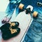 Set Fashion Denim clothing and accessories Cap Skateboard Sneakers Sports style