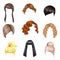 Set of fashion female hair styles.