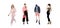 Set of fashion people. Vector flat design colorful fashionable people standing in different poses. Women and a man