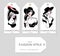 Set of fashion tags with beautiful black and white women wearing hats, sketch style, Paris, London, Milan business card, beauty gi