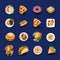 Set of Fast Food Icons. Junk Food Vector Illustration - Pizza, Donut, Burger, Taco, Chicken and other Fast Food Objects