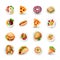 Set of Fast Food Icons. Junk Food Vector Illustration - Pizza, Donut, Burger, Taco, Chicken and other Fast Food Objects