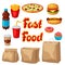 Set of fast food meal.