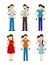 Set of fathers and mothers with sons vector design
