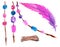 Set of feathers, ropes with beads for making a dreamcatcher. watercolor illustration for prints, cards, design and magazines