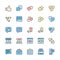 Set of Feedback Flat Color Line Icons. Thumb Up, Like, Dislike, Hearts and more.