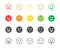 Set of feedback rating of red, orange, yellow and green emoticons, vector smile emoji in different colors