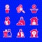 Set Feeding the homeless, Homeless, No house, Shelter for, Trash can, Donation money and icon. Vector
