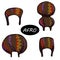 Set of female afro hairstyles. Collection of dreads and afro braids for a girl. Wavy hair, curls, dreadlocks. Flat style