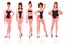 Set of female body shape types - five types.