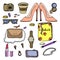 Set of female cosmetics and accessories