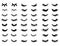 Set of female eyelashes. Collection of false eyelashes. Black and white illustration of closed eyes. Bottled eyelashes