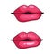 Set of female lips. Collection of girlish lips painted in pink. Vector illustration.