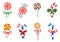 Set of festive colorful lollipops on transparent background. Clipart JPEG illustration.
