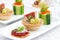 Set of festive mini appetizers, closeup