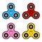 Set of fidget spinners of different colors Most popular toys for stress relief Isolated vector illustration.