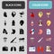 Set of fifteen black and color medicine icons