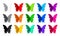 Set of fifteen colored paper butterflies