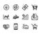 Set of Finance icons, such as Smartphone statistics, World money, Salary. Vector